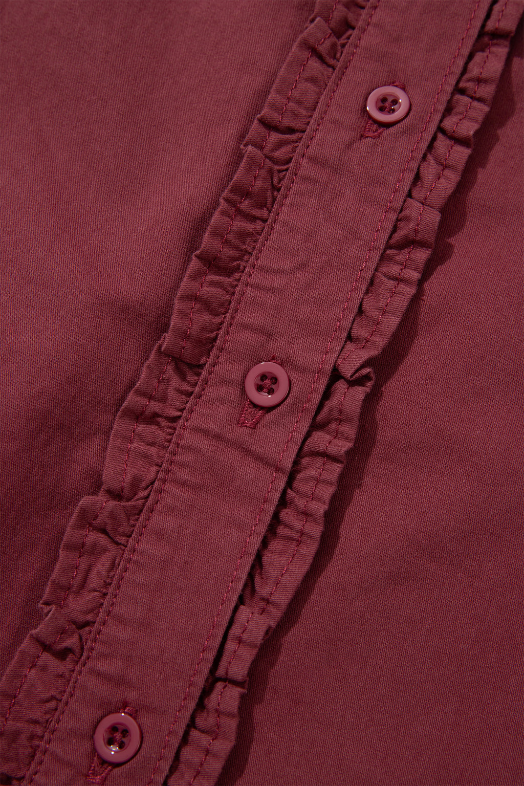 Red Sandalwood Frilled Detail Button Down Ruffle Short Sleeve Denim Mini Dress